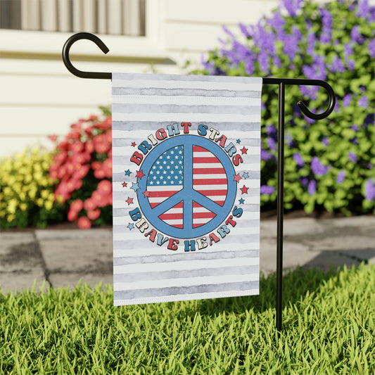4th of July Summer Peace Sign Garden Flag