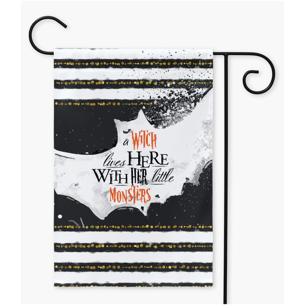 A Witch Lives Here With Her Little Monsters Garden Flag - Premium Flag - Just $16.99! Shop now at Nine Thirty Nine Design