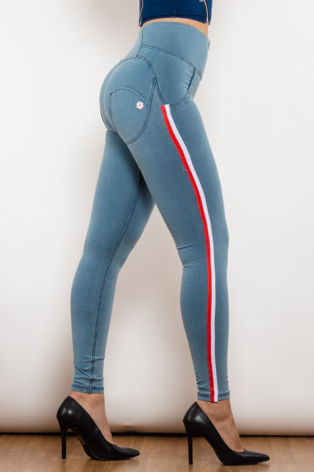 Side Stripe Contrast Zip Closure Skinny Jeans - Premium  - Just $56! Shop now at Nine Thirty Nine Design