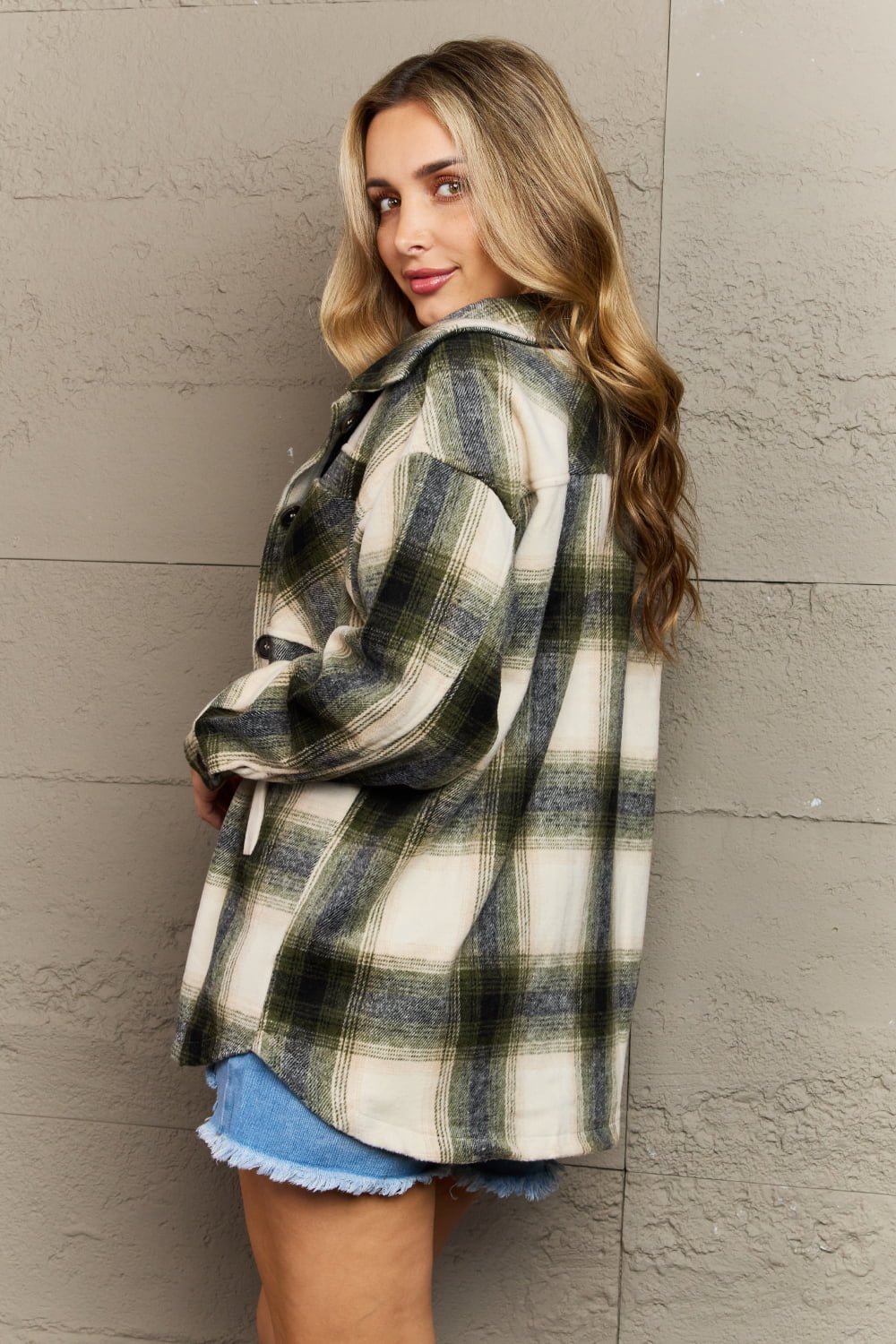 Zenana By The Fireplace Oversized Plaid Shacket in Olive - Premium Long-sleeve - Just $49! Shop now at Nine Thirty Nine Design