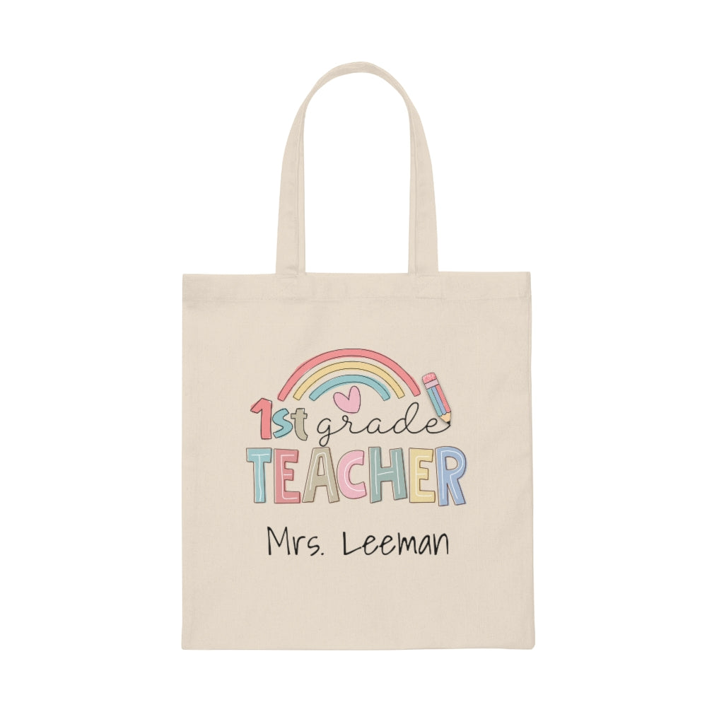 Personalized Teacher Bag, First Grade, Custom Teacher Tote Bag, Teacher Appreciation Gift, Canvas Tote Bag, Rainbow, Leopard Teacher Gift - Premium Bags - Just $14.99! Shop now at Nine Thirty Nine Design