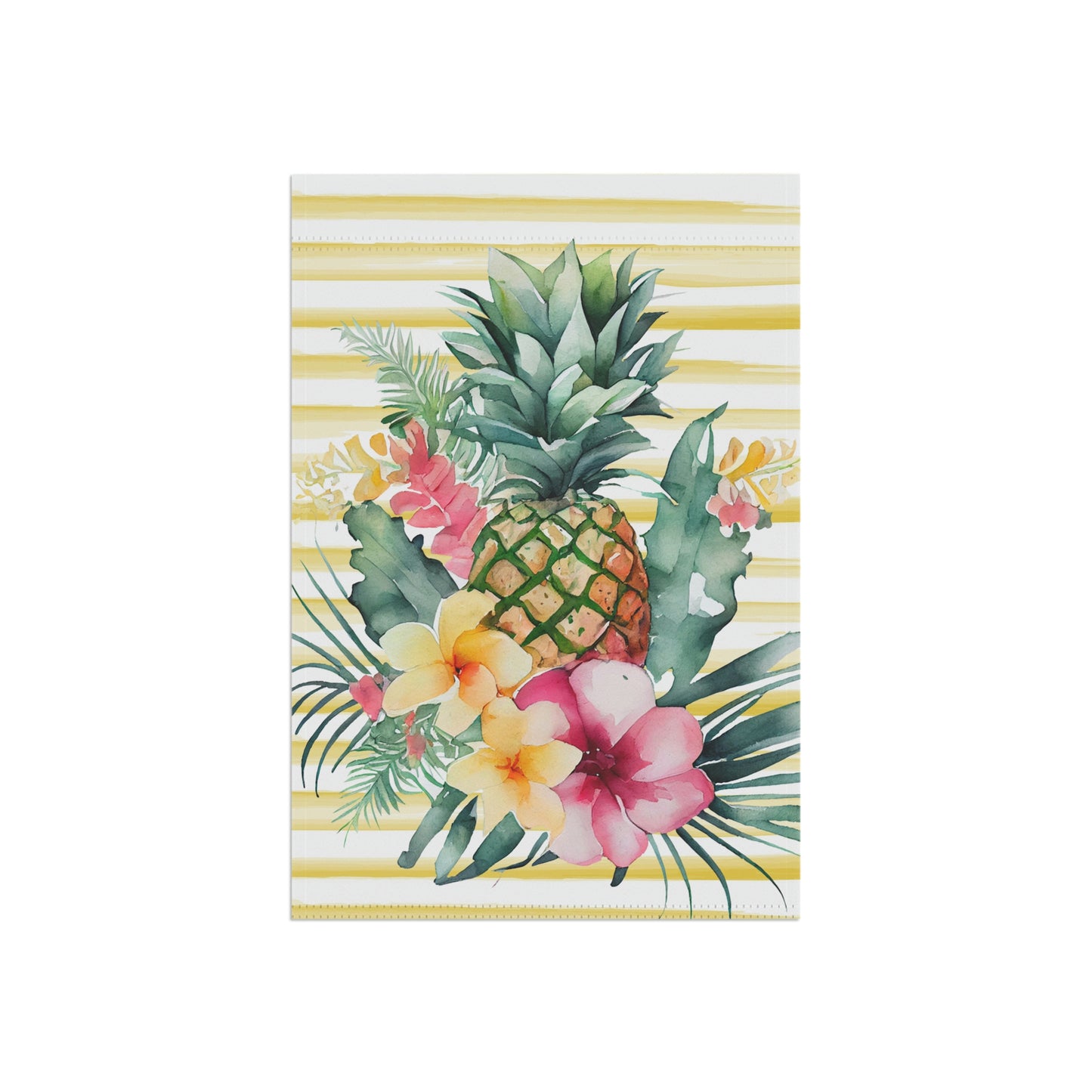 Pineapple Summer Yellow Striped Tropical Garden Flag