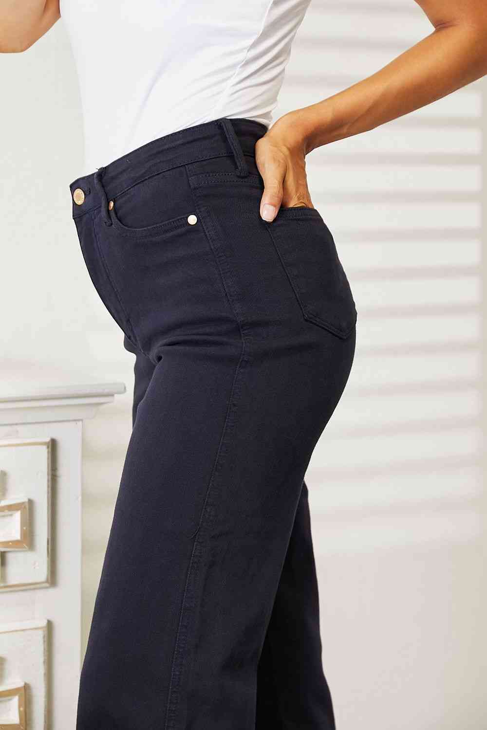 Judy Blue Full Size High Waist Tummy Control Garment Dyed Wide Cropped Jeans - Premium Jeans - Just $64! Shop now at Nine Thirty Nine Design