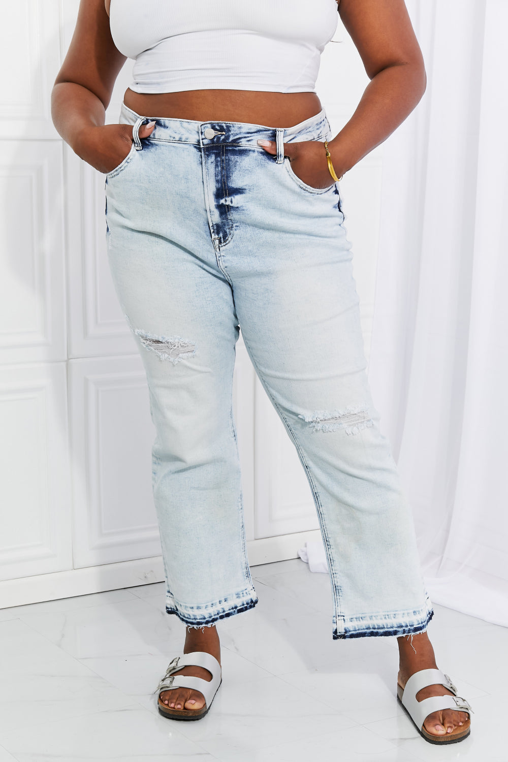 RISEN Full Size Camille Acid Wash Crop Straight Jeans - Premium  - Just $62! Shop now at Nine Thirty Nine Design