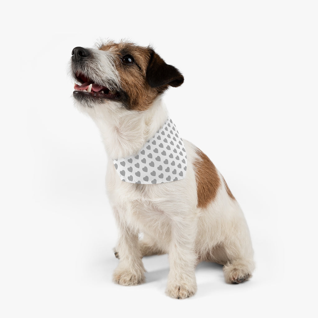 Gray Heart Pet Bandana Collar, Pet Bandana, Gray and White Pet Collar, Buffalo Plaid, Fall Pet Bandana Pets