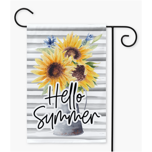 Sunflower Hello Summer Garden Flag - Premium Flag - Just $16.99! Shop now at Nine Thirty Nine Design