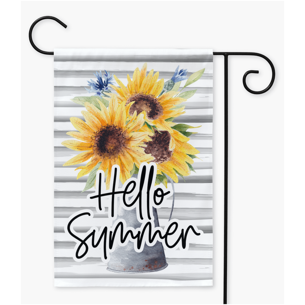 Sunflower Hello Summer Garden Flag Flag