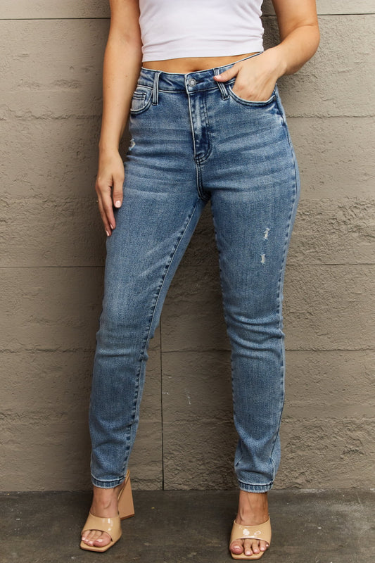 Judy Blue Kayla Full Size High Waist Distressed Slim Jeans - Premium Jeans - Just $64! Shop now at Nine Thirty Nine Design