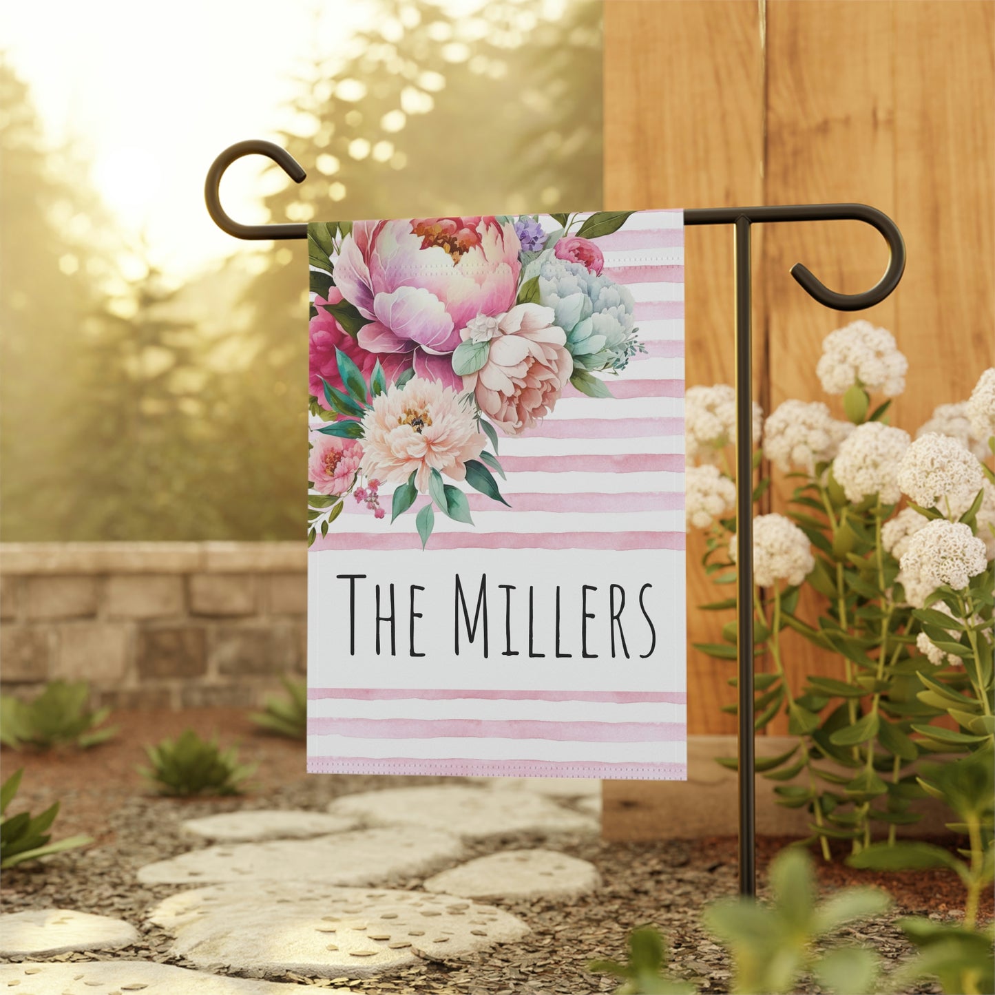 Pink Peony Spring Summer Personalized Garden Flag