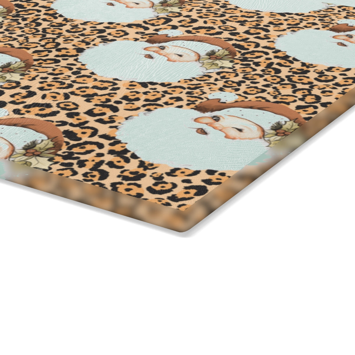 Leopard Santa Christmas Cutting Board