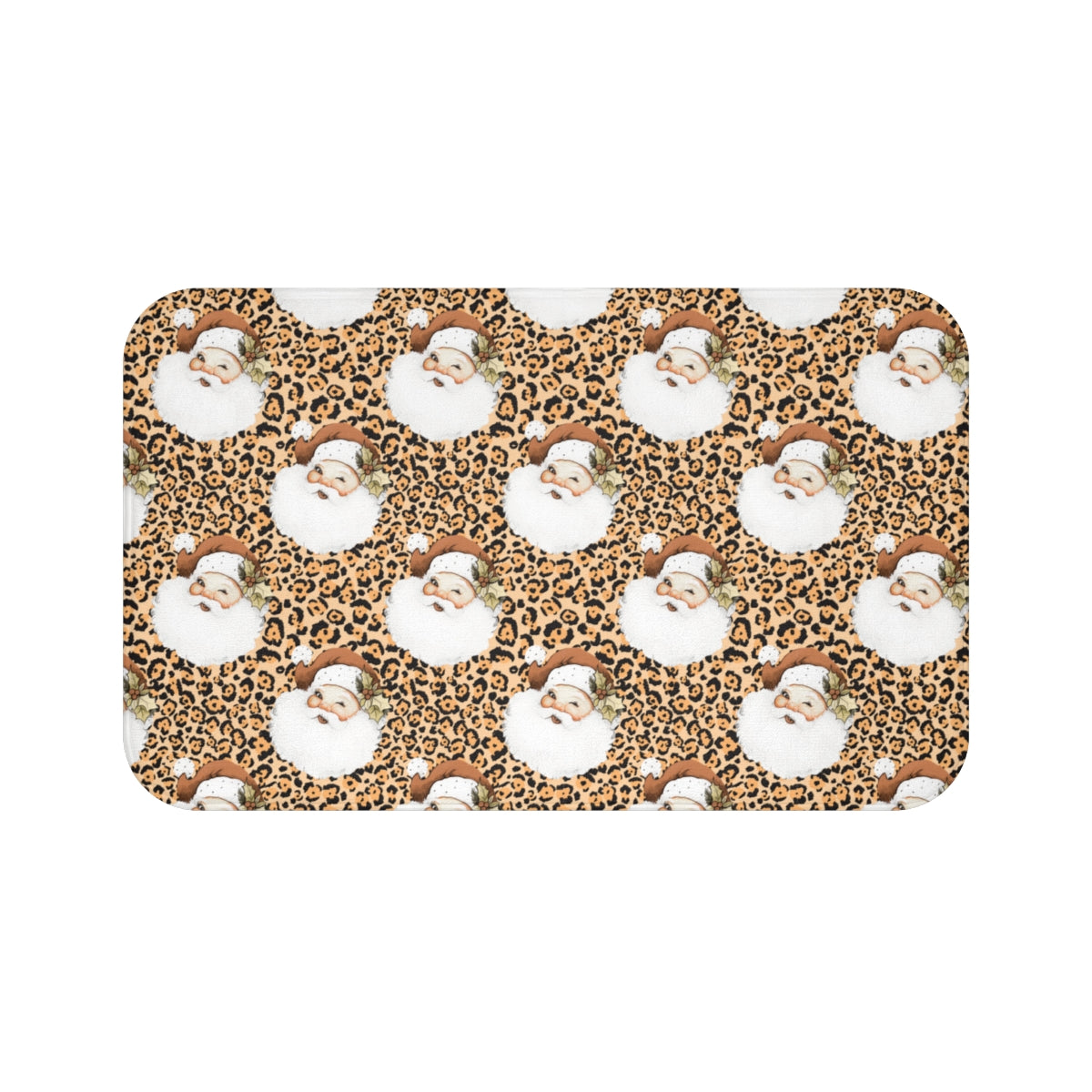 Leopard Santa Holiday Bath Mat