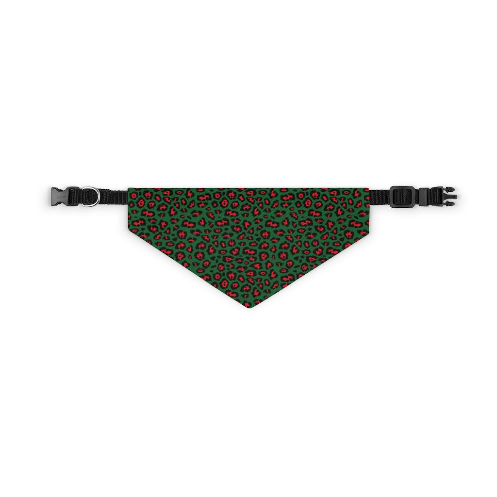 Leopard Pet Bandana Collar, Christmas Pet Bandana, Holiday Pet Collar Pets