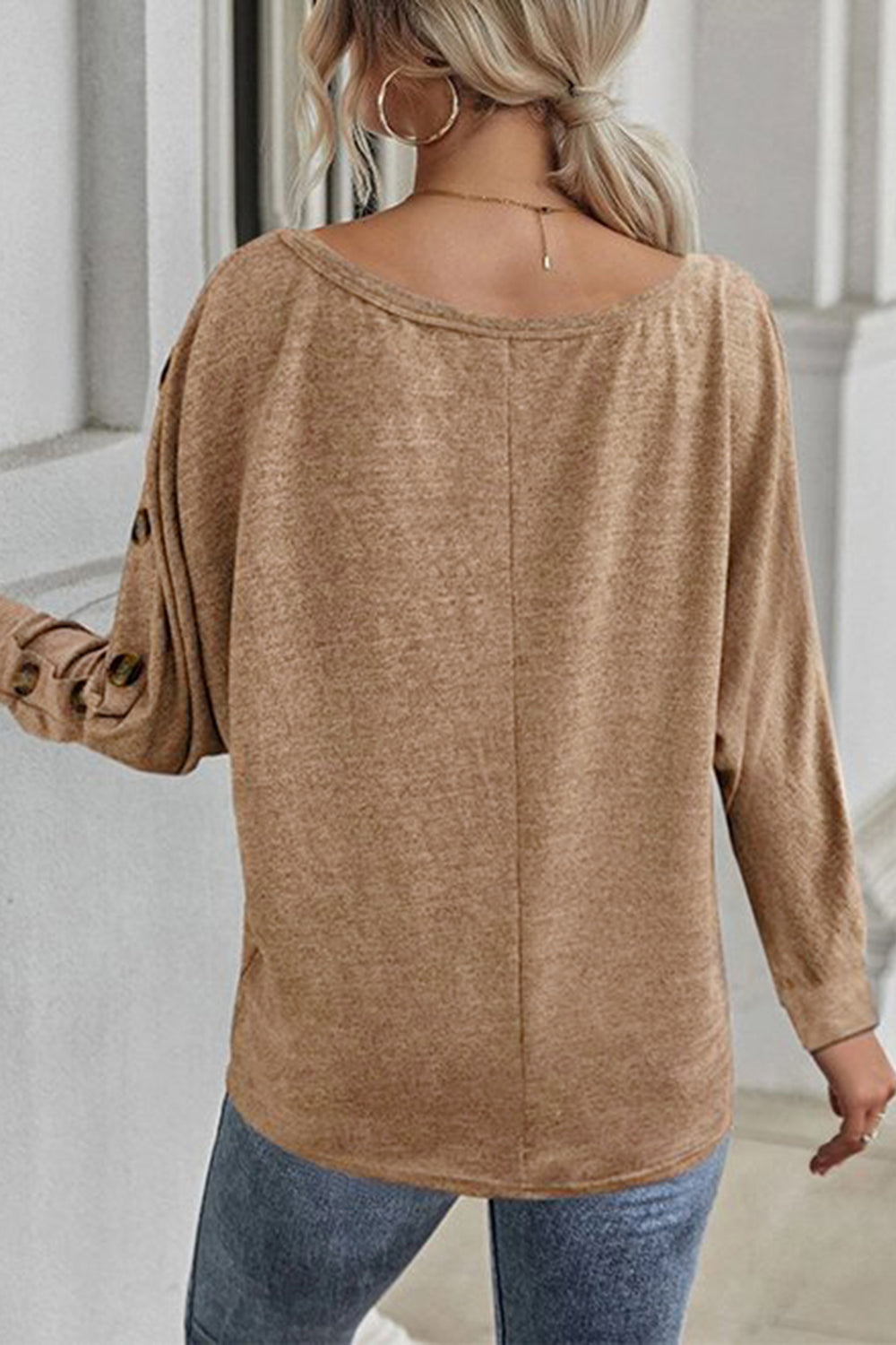 Boat Neck Buttoned Long Sleeve T-Shirt - Premium Long-sleeve - Just $26! Shop now at Nine Thirty Nine Design