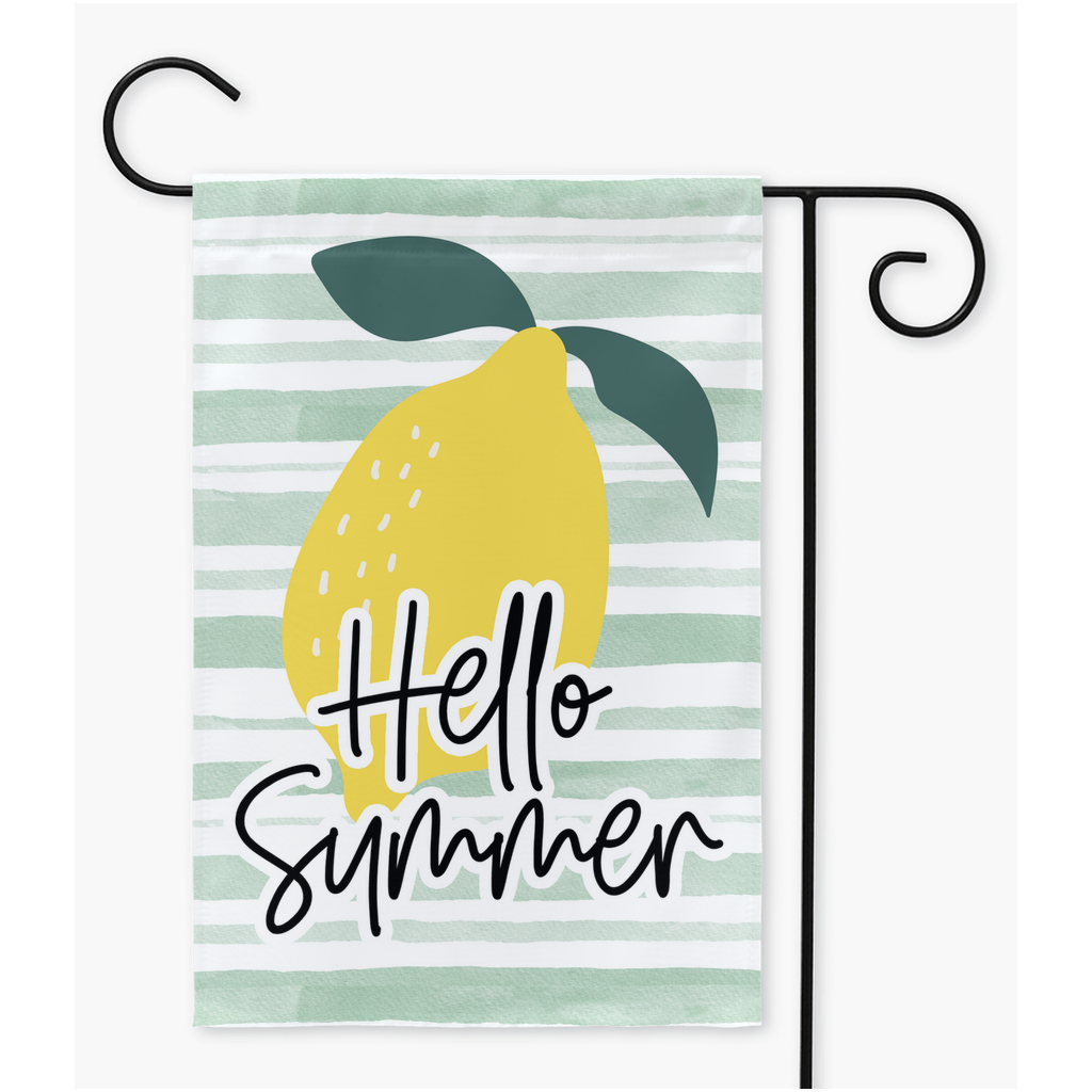 Hello Summer Lemon Garden Flag - Premium Flag - Just $16.99! Shop now at Nine Thirty Nine Design