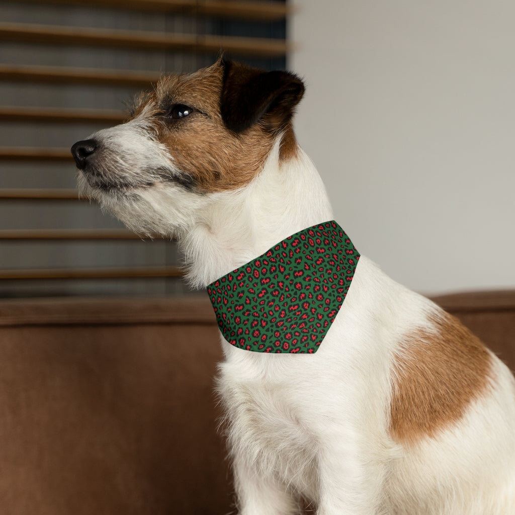 Leopard Pet Bandana Collar, Christmas Pet Bandana, Holiday Pet Collar Pets