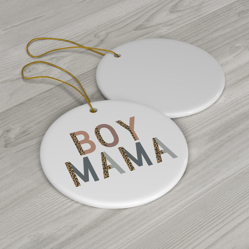 Boy Mama - Round Ceramic Ornaments - Premium Home Decor - Just $18.50! Shop now at Nine Thirty Nine Design