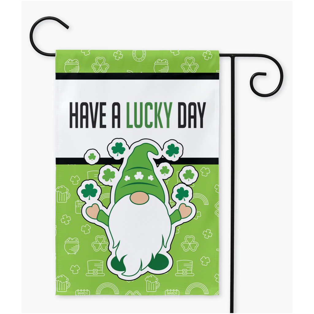 St Patricks Day Yard Flags, Gnome Garden Flag, Lucky Yard Flag, Garden Decor, Welcome Flag Flag