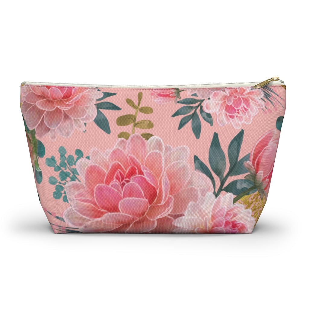 Blush Peony Accessory Pouch w T-bottom, Floral Bag, Flower Make Up Bag - Premium Bags - Just $17.95! Shop now at Nine Thirty Nine Design