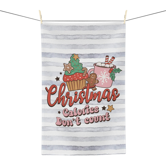 Christmas Calories Don't Count Waffle Textured Kitchen Tea Towel