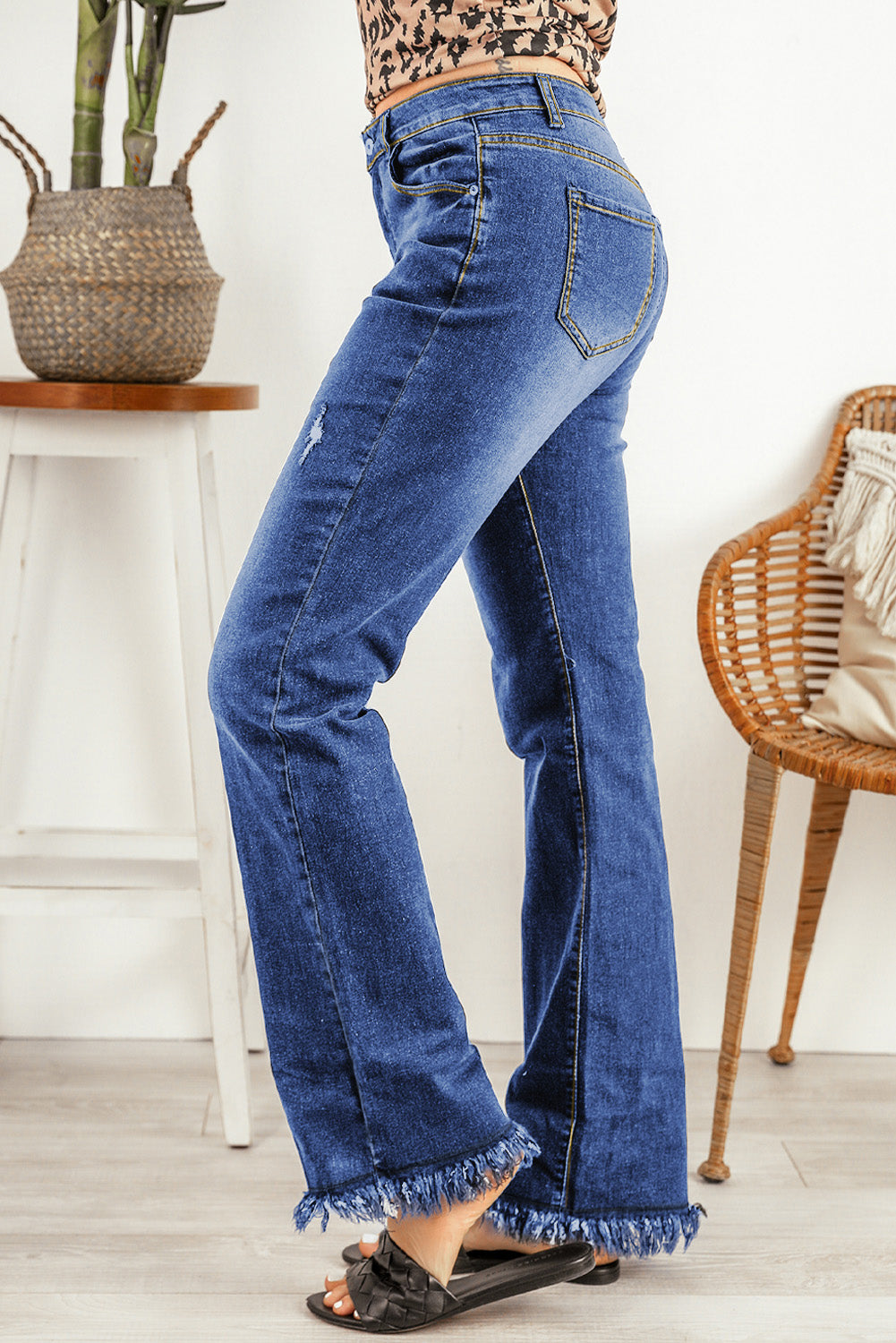 Ripped Frayed Hem Jeans - Premium  - Just $52! Shop now at Nine Thirty Nine Design