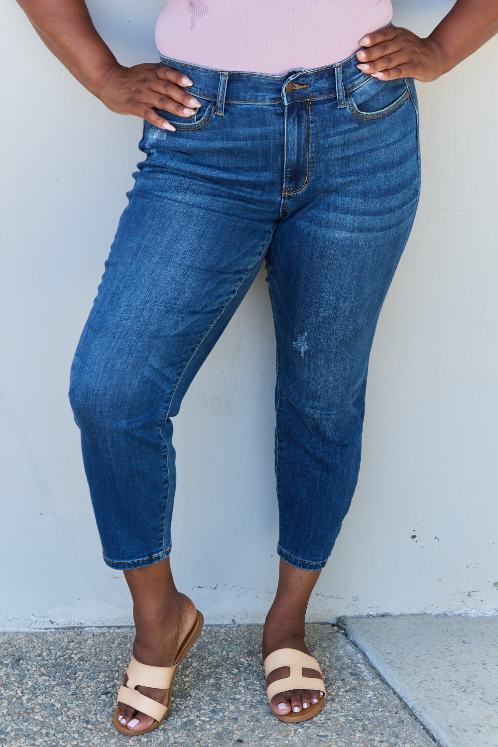Judy Blue Aila Short Full Size Mid Rise Cropped Relax Fit Jeans - Premium Jeans - Just $64! Shop now at Nine Thirty Nine Design