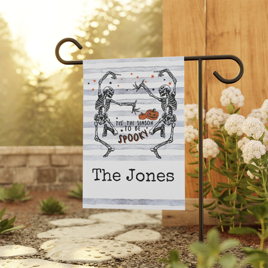 Personalized Halloween Garden Flag with Dancing Skeletons