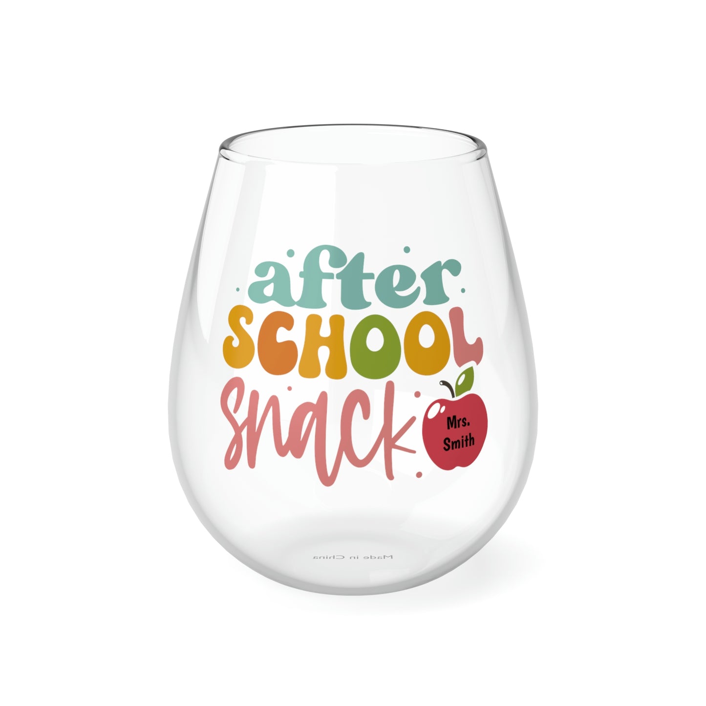 After School Snack Stemless Wine Glass Teacher Gift