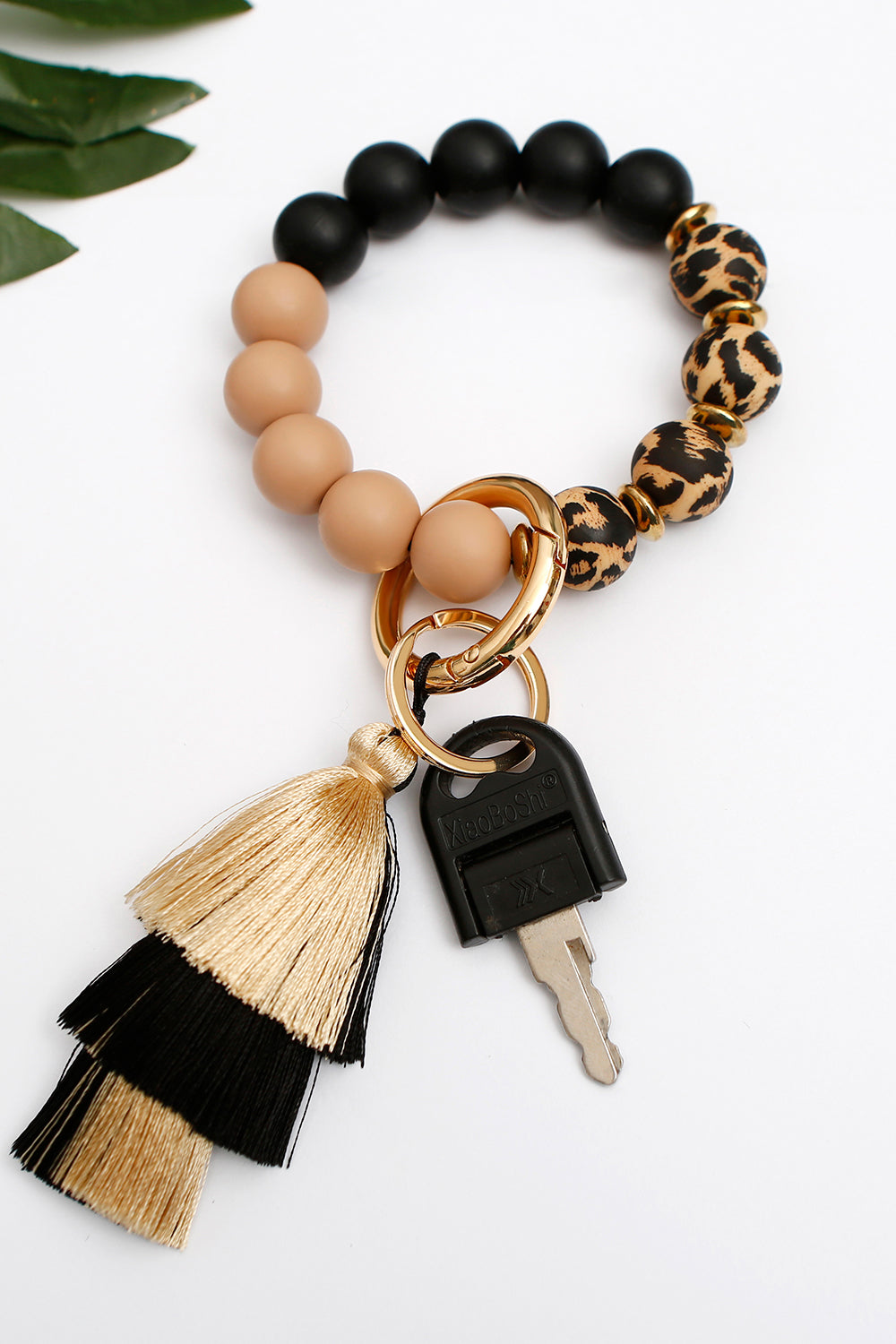 Beaded Keychain with Layered Tassel Key Chains