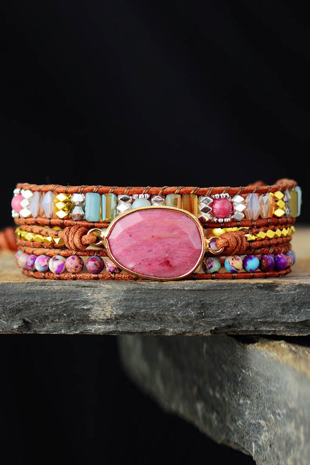 Handmade Crystal Beaded Natural Stone Bracelet - Premium Jewelry - Just $26! Shop now at Nine Thirty Nine Design