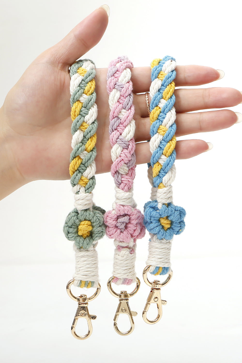 Floral Braided Wristlet Key Chain Key Chains