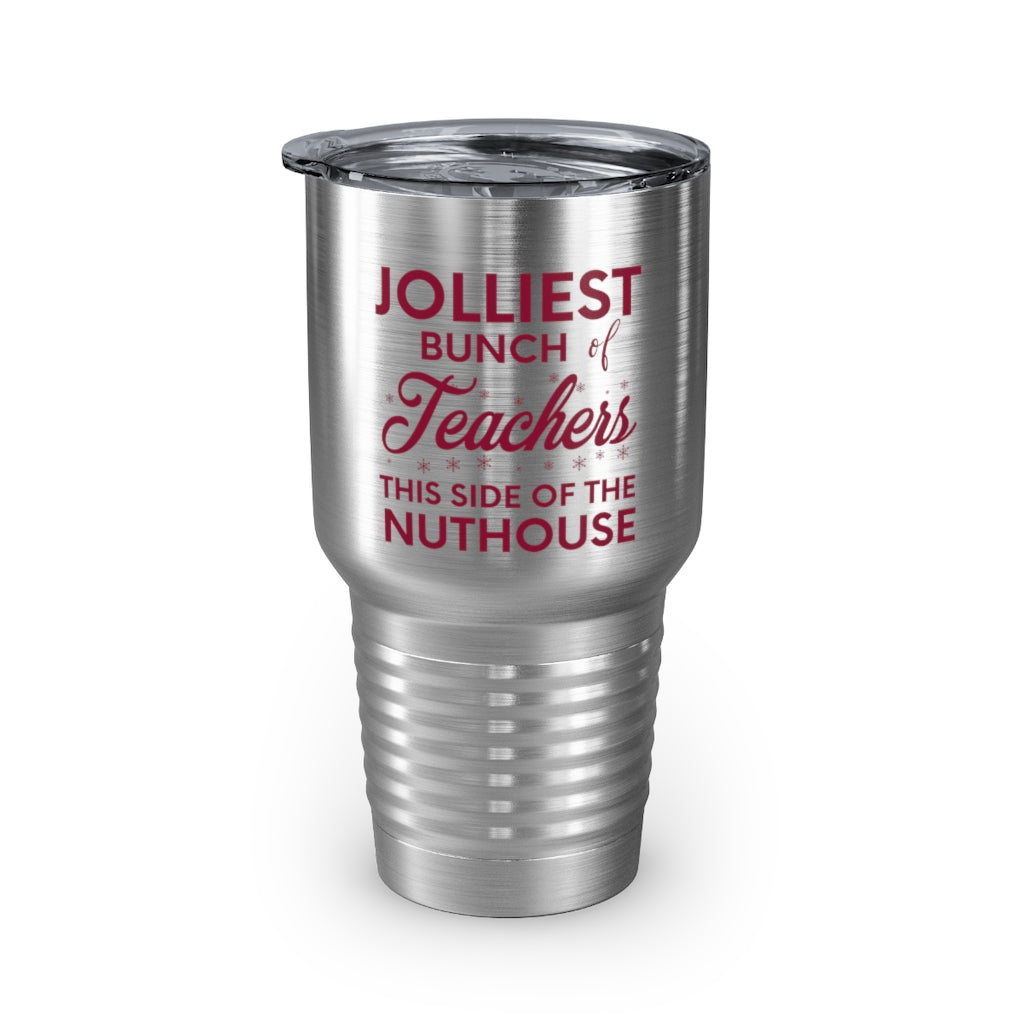 Jolliest Bunch of Teachers This Side of the Nuthouse Tumbler, Teacher Christmas Mug, Teacher Christmas Gift, Funny Teacher Travel Cup - Premium Mug - Just $31.50! Shop now at Nine Thirty Nine Design