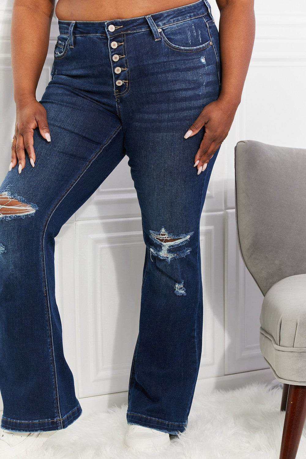 Kancan Full Size Reese Midrise Button Fly Flare Jeans - Premium  - Just $64! Shop now at Nine Thirty Nine Design