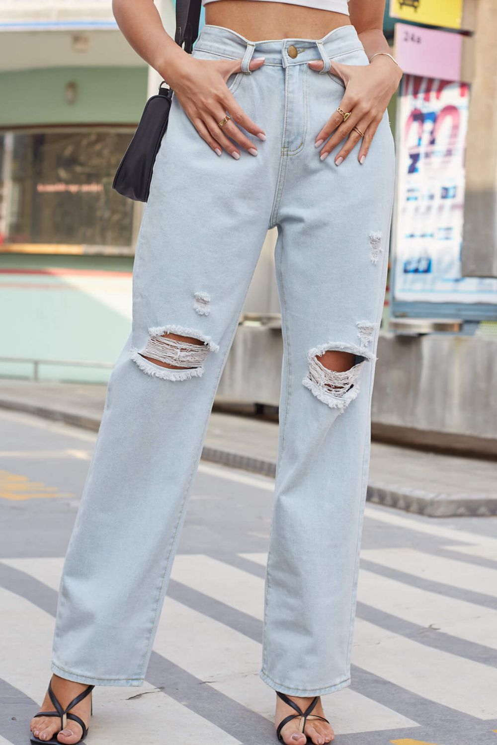 Baeful Distressed Straight Leg Jeans with Pockets - Premium  - Just $45! Shop now at Nine Thirty Nine Design