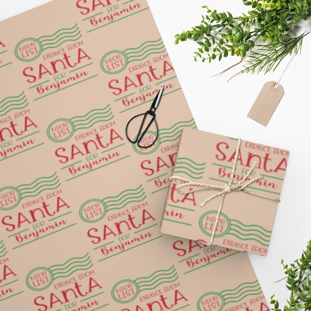 Custom Wrapping Paper, From Santa, Nice List, Kraft Colored - Premium Home Decor - Just $18.99! Shop now at Nine Thirty Nine Design