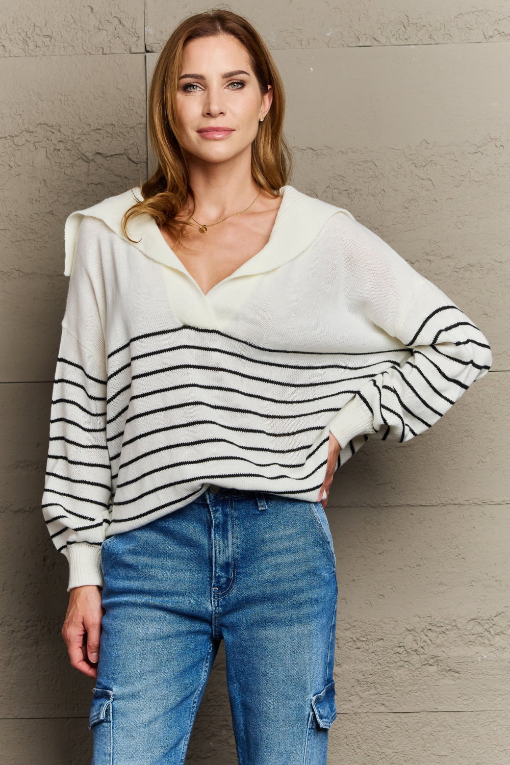 Sew In Love Make Me Smile Striped Oversized Knit Top - Premium Long-sleeve - Just $39! Shop now at Nine Thirty Nine Design