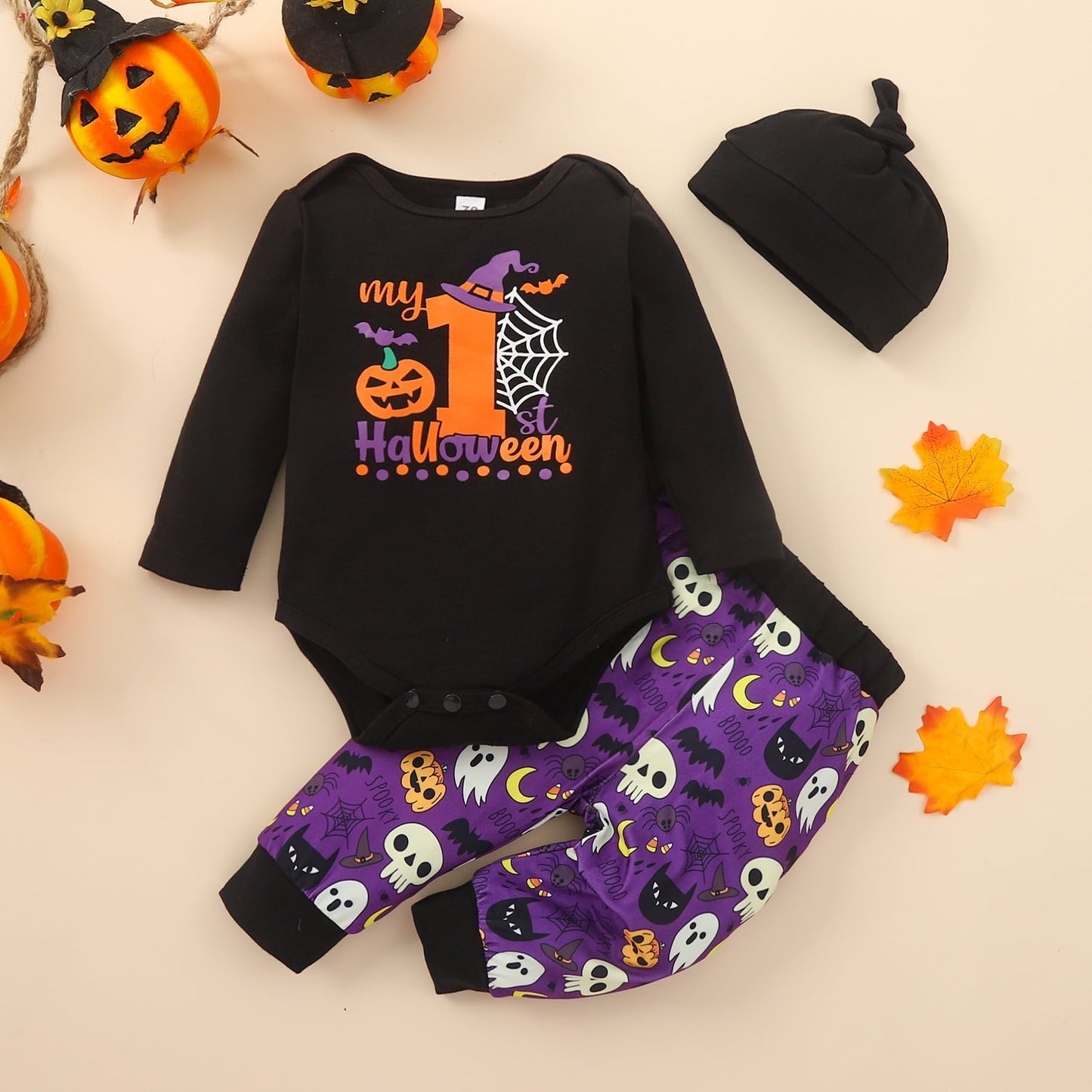 MY FIRST HALLOWEEN Graphic Round Neck Bodysuit and Printed Long Pants Set - Premium  - Just $23! Shop now at Nine Thirty Nine Design