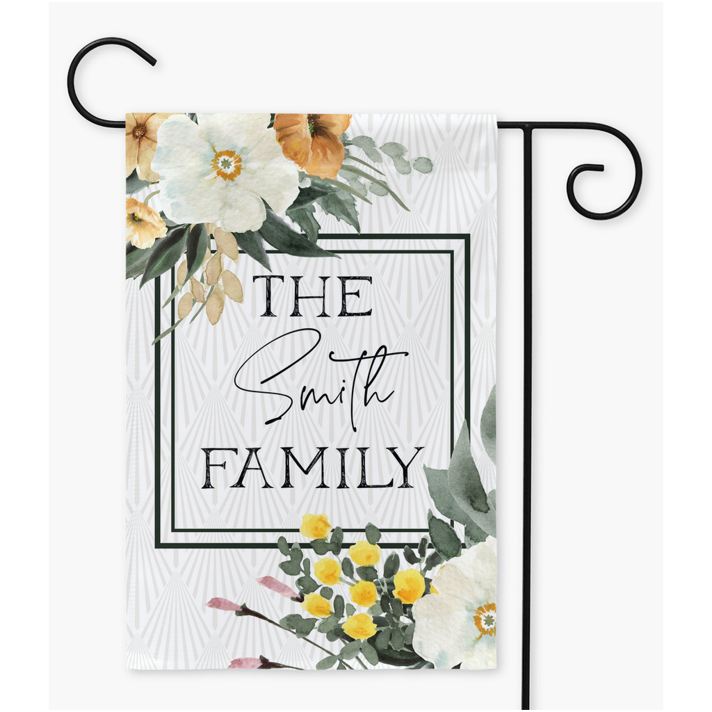 Personalized White & Yellow Floral Garden Flag - Premium Flag - Just $16.99! Shop now at Nine Thirty Nine Design