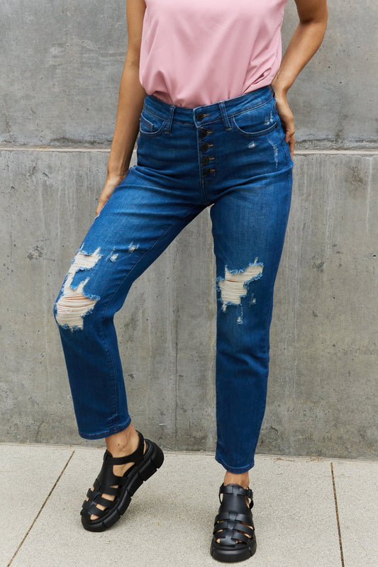 Judy Blue Melanie Full Size High Waisted Distressed Boyfriend Jeans - Premium Jeans - Just $64! Shop now at Nine Thirty Nine Design