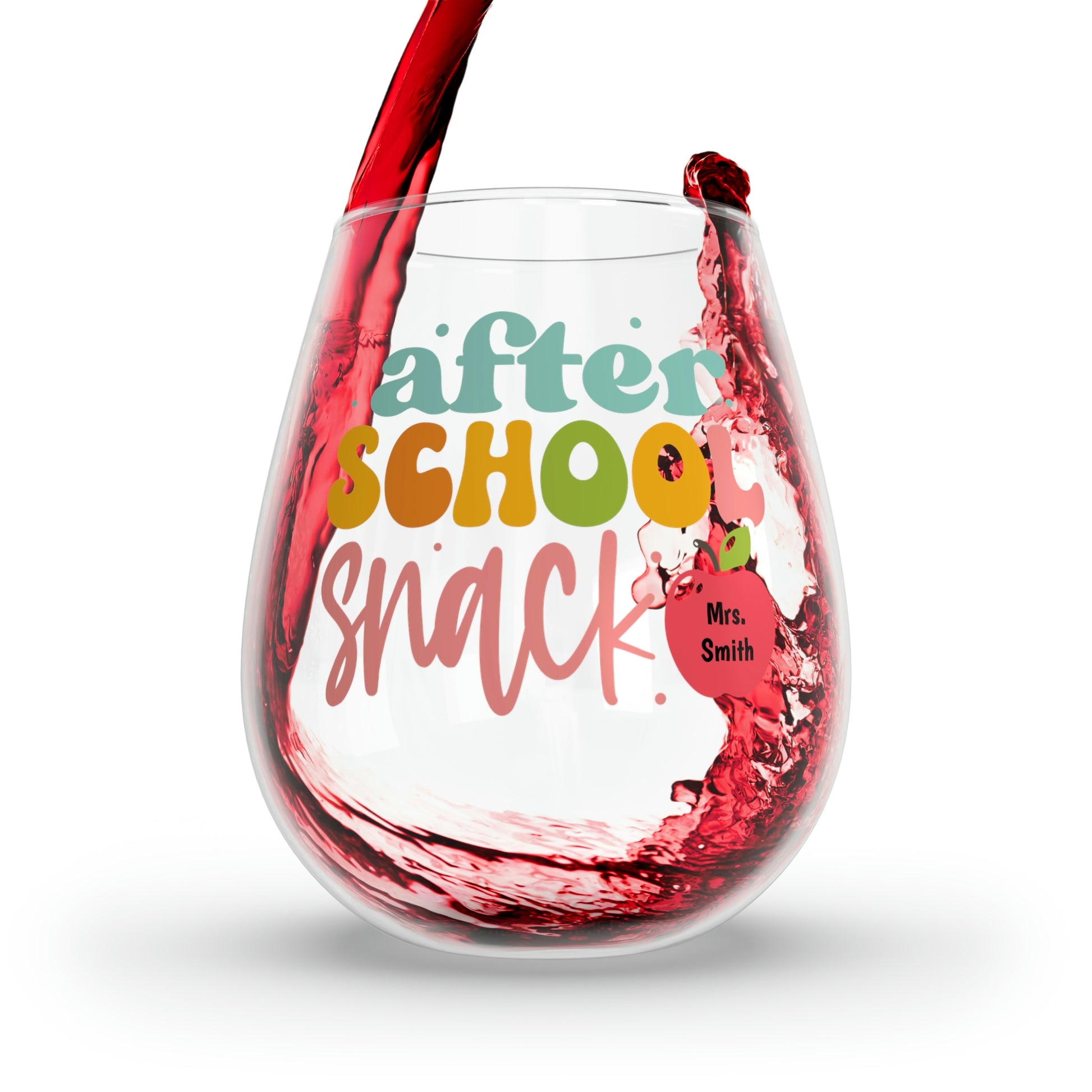 After school snack teacher stemless wine glass gift
