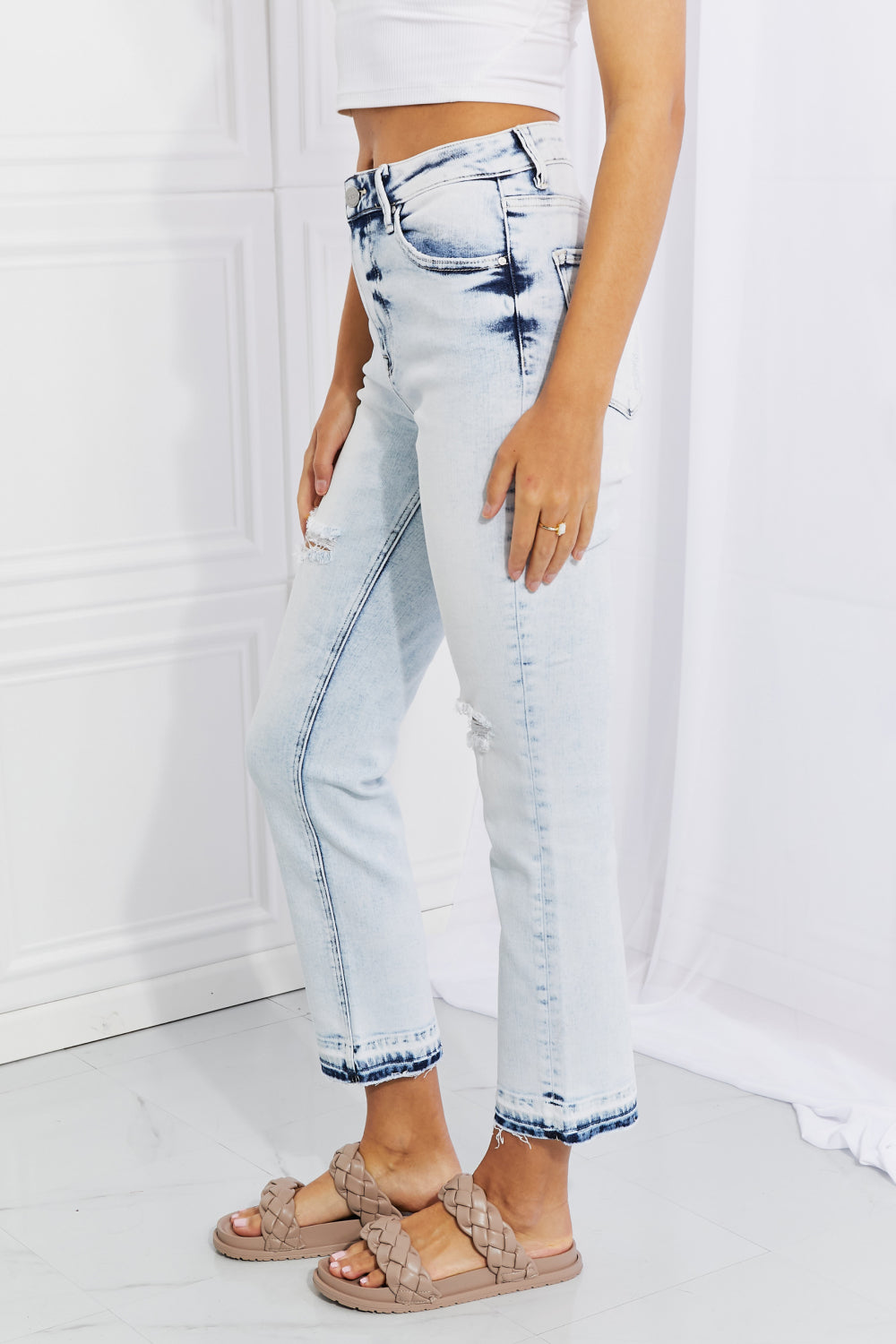 RISEN Full Size Camille Acid Wash Crop Straight Jeans - Premium  - Just $62! Shop now at Nine Thirty Nine Design