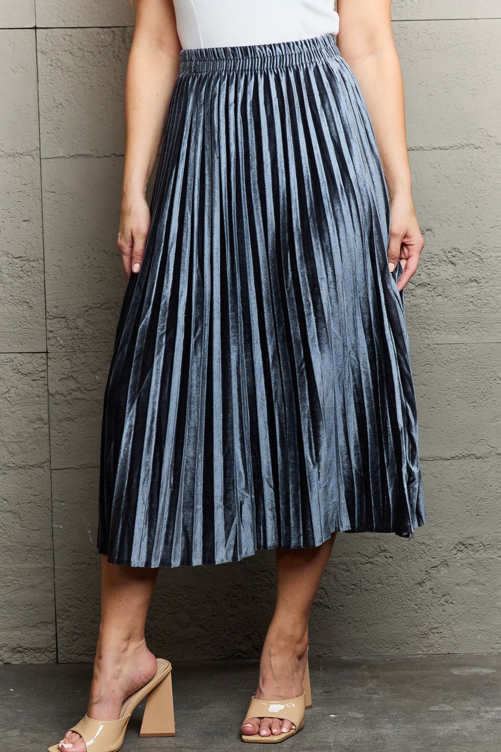 Ninexis Accordion Pleated Flowy Midi Skirt - Premium  - Just $39! Shop now at Nine Thirty Nine Design