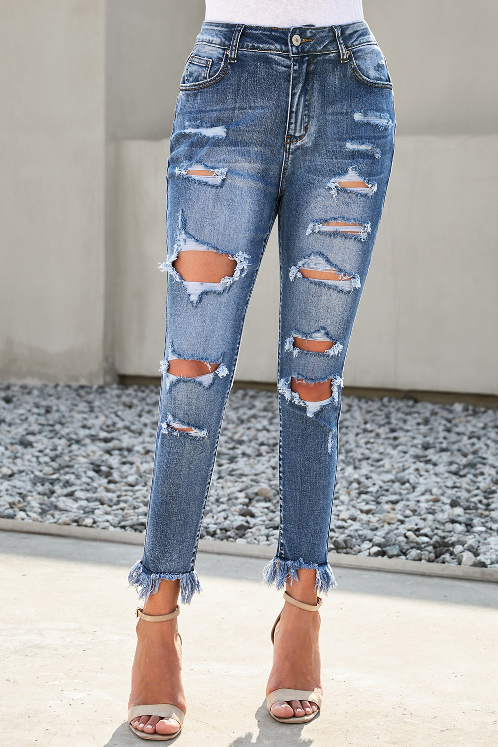Baeful Distressed Frayed Hem Cropped Jeans - Premium  - Just $52! Shop now at Nine Thirty Nine Design