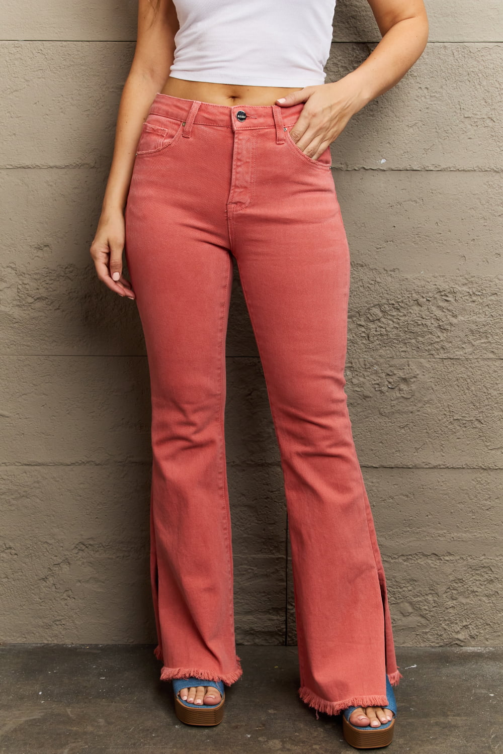 RISEN Bailey High Waist Side Slit Flare Jeans - Premium Jeans - Just $69! Shop now at Nine Thirty Nine Design