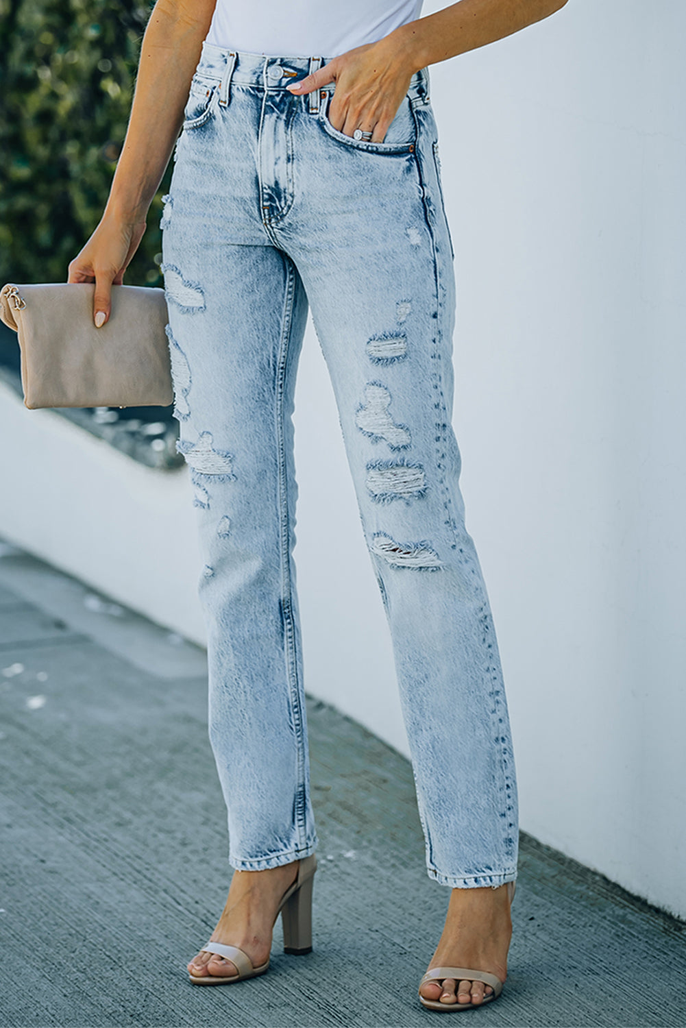 Baeful Acid Wash Distressed Jeans with Pockets - Premium Jeans - Just $50! Shop now at Nine Thirty Nine Design