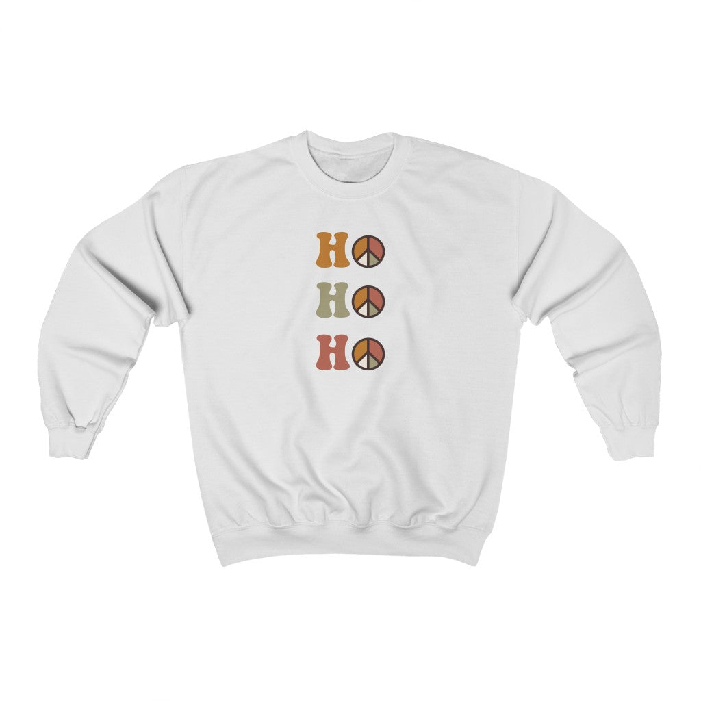 Christmas Sweatshirt, Ho Ho Ho, Holiday Sweaters For Women, Christmas Sweater, Retro Holiday Shirt, Crewneck, UNISEX, 70s, Peace Sign - Premium Sweatshirt - Just $29.50! Shop now at Nine Thirty Nine Design