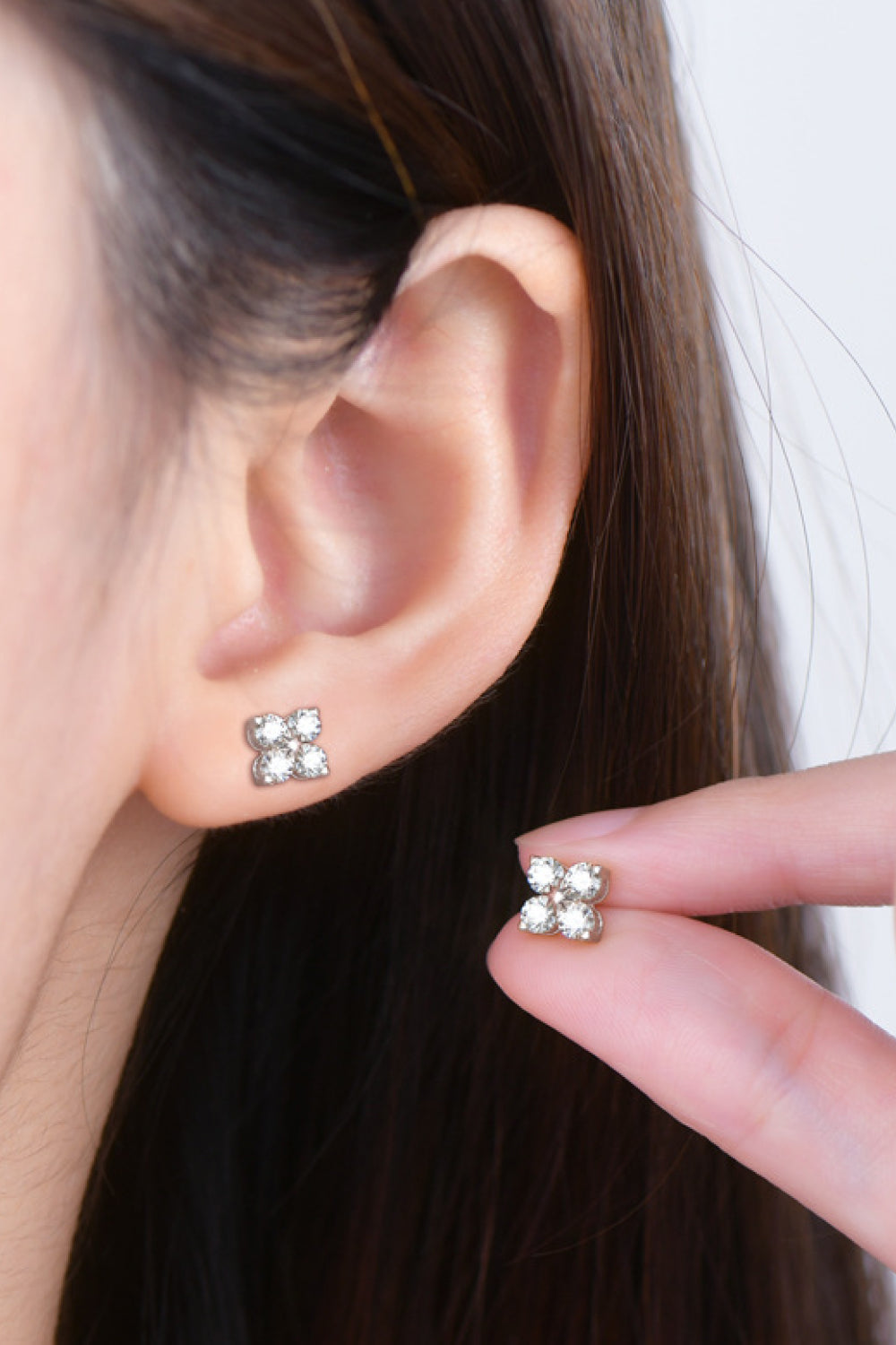 Moissanite 925 Sterling Silver Four-Leaf Clover Shape Earrings - Premium  - Just $80! Shop now at Nine Thirty Nine Design