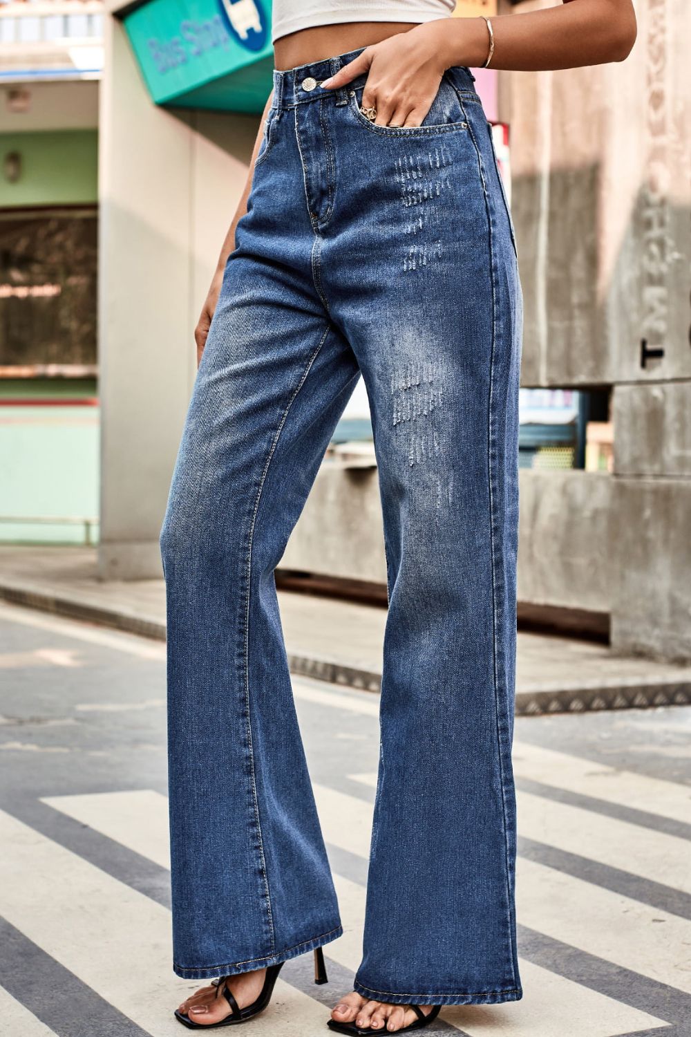 Buttoned Loose Fit Jeans with Pockets - Premium Jeans - Just $47! Shop now at Nine Thirty Nine Design