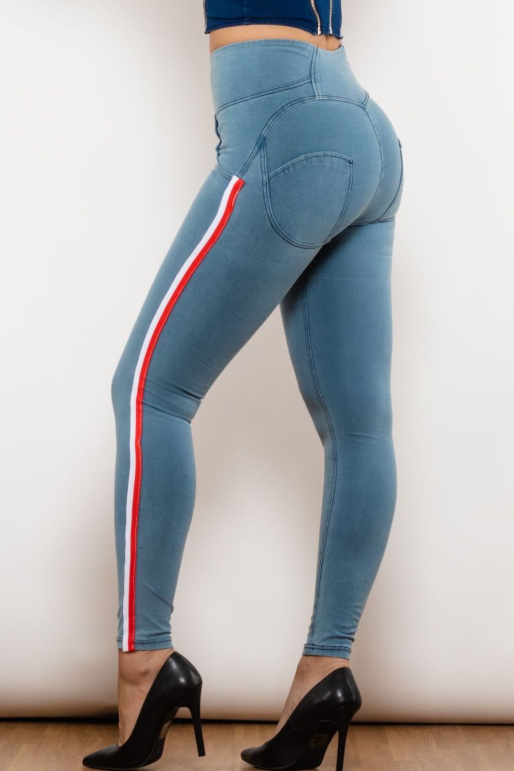 Side Stripe Contrast Zip Closure Skinny Jeans - Premium  - Just $56! Shop now at Nine Thirty Nine Design