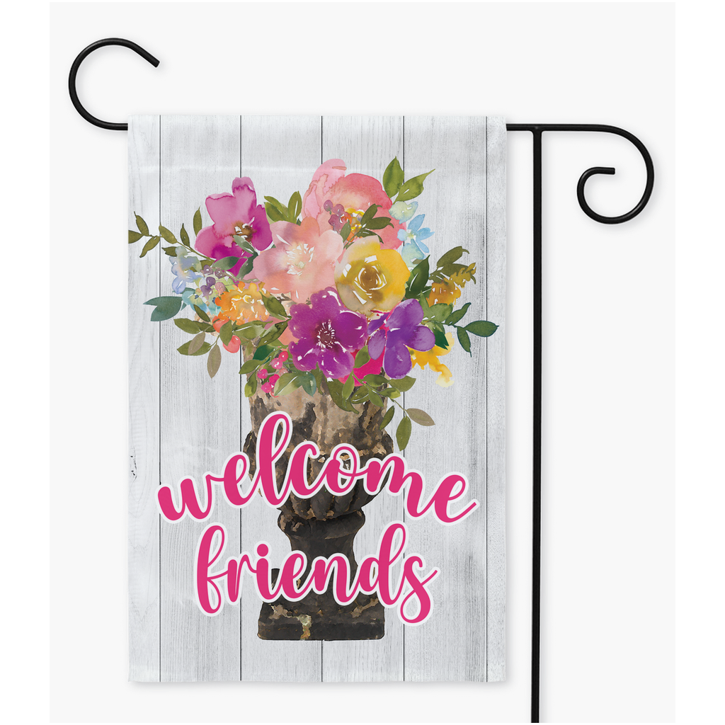 Welcome Friends Flower Vase Yard Flags - Premium Flag - Just $16.99! Shop now at Nine Thirty Nine Design