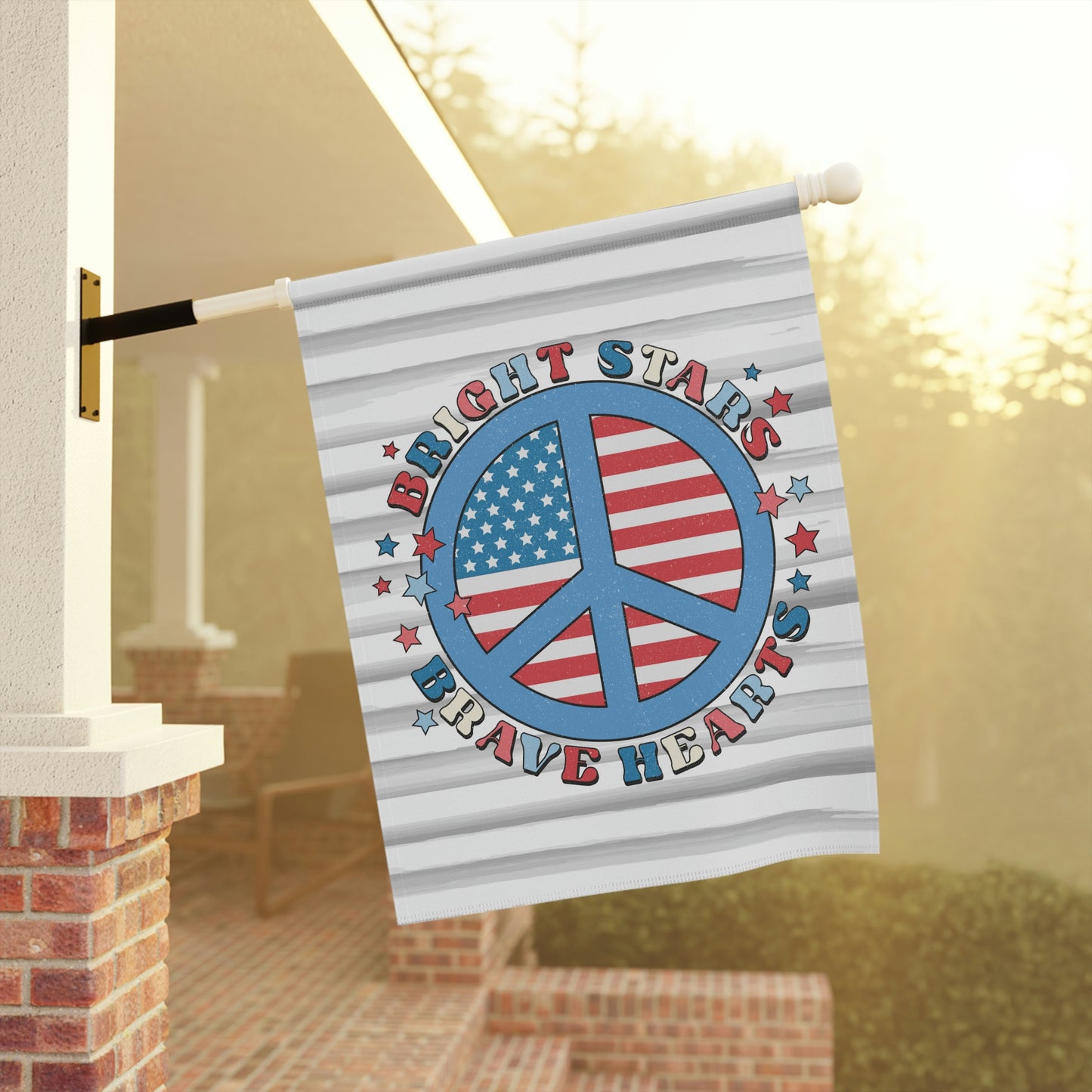 4th of July Summer Peace Sign Garden Flag